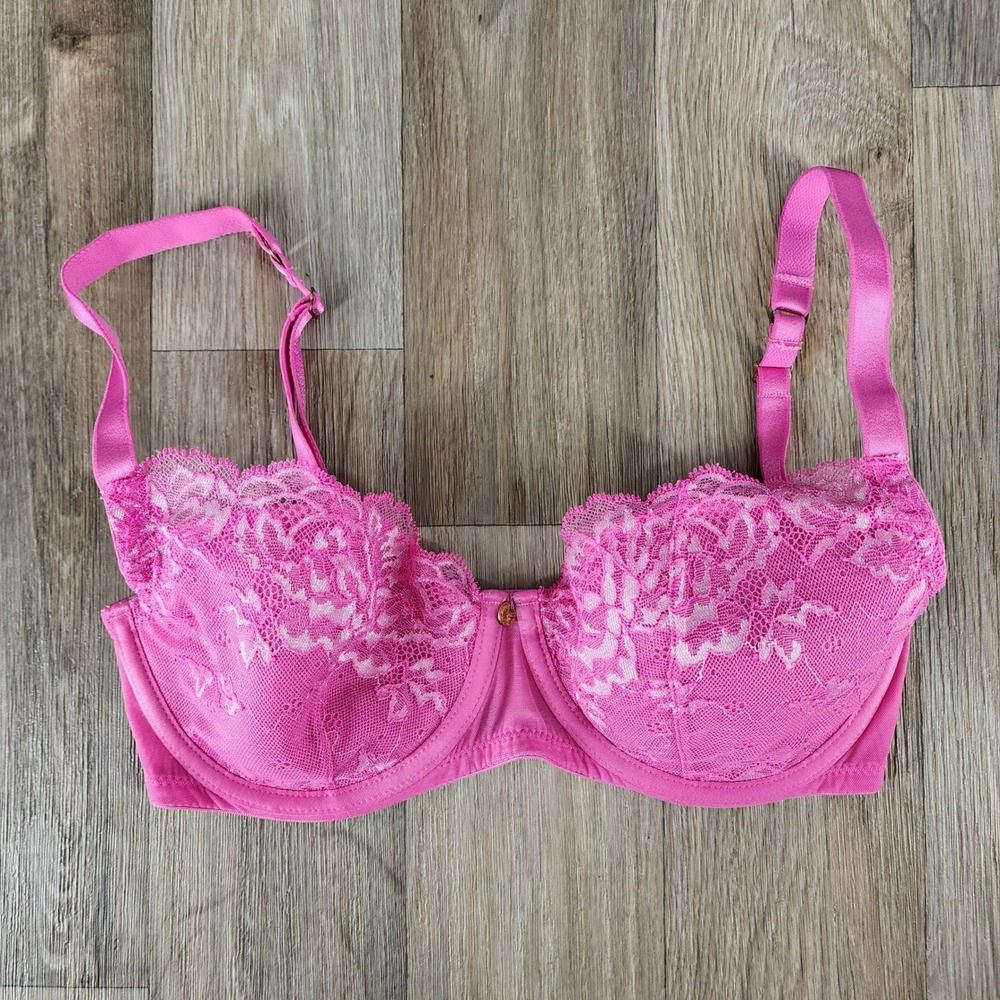 Natori Flora Underwire Bra Pink Floral Lace 32DD 733093